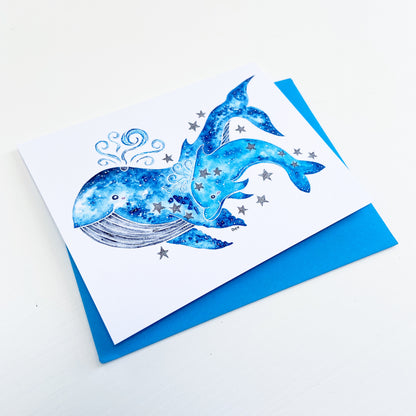 Whale and Dolphin Greeting Card