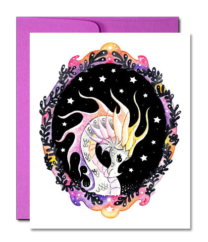 Moonlight Dragon Portrait Greeting Card