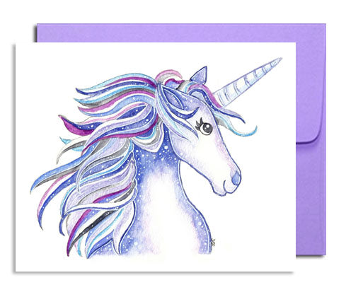Purple Unicorn Greeting Card