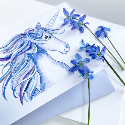 Purple Unicorn Greeting Card