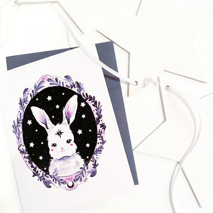 Moonlight Bunny Portrait Greeting Card